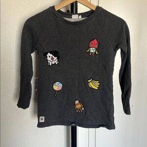 Charcoal Kids Crew Sweatshirt with Fun Patches